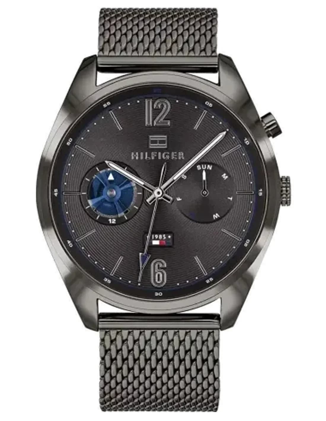 Montre Homme Tommy Hilfiger Deacon 1791546 - Cadran Bleu, Boîtier Acier Noir, Bracelet Acier Brun