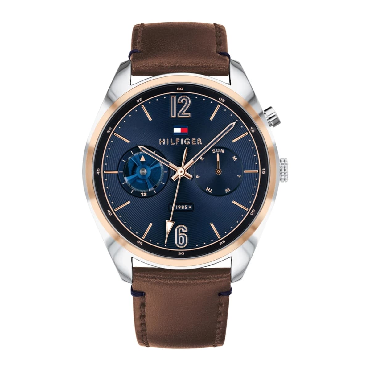 Montre Homme Tommy Hilfiger Deacon 1791549 - Cadran Bleu, Bracelet Cuir Marron