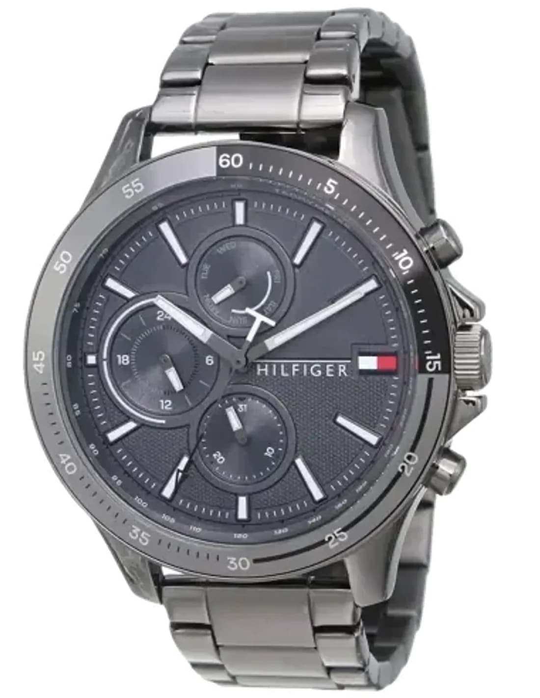 Montre Homme Tommy Hilfiger Bank 1791719 Cadran Bleu Multifonction Bracelet Acier