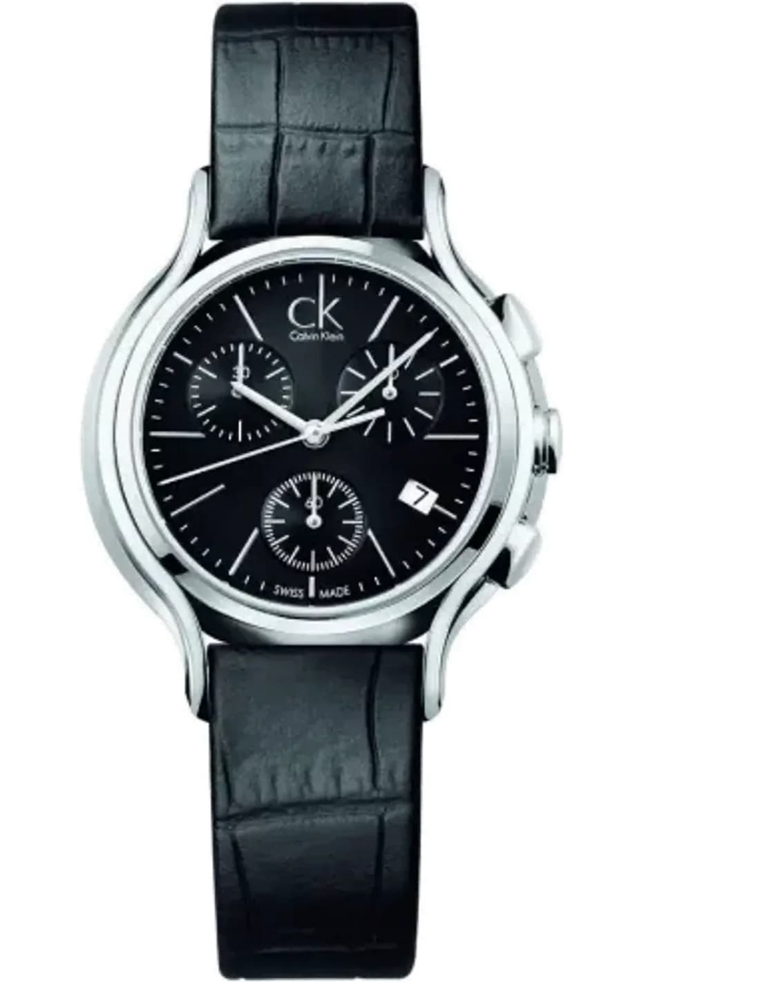 Montre Femme Calvin Klein K2U291C1 Chronographe Cuir Noir Swiss Made