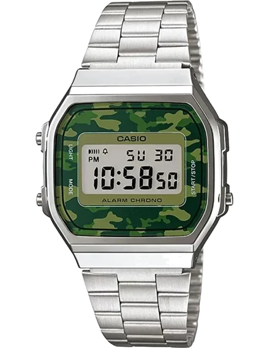 Montre Casio A168WEC-3EF à Cadran Camouflage Militaire et Bracelet en Métal