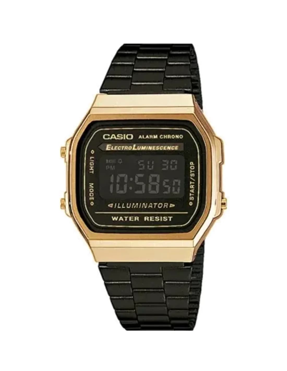 Montre Casio A168WEGB-1BEF Noire avec Bracelet en Acier Ionisé