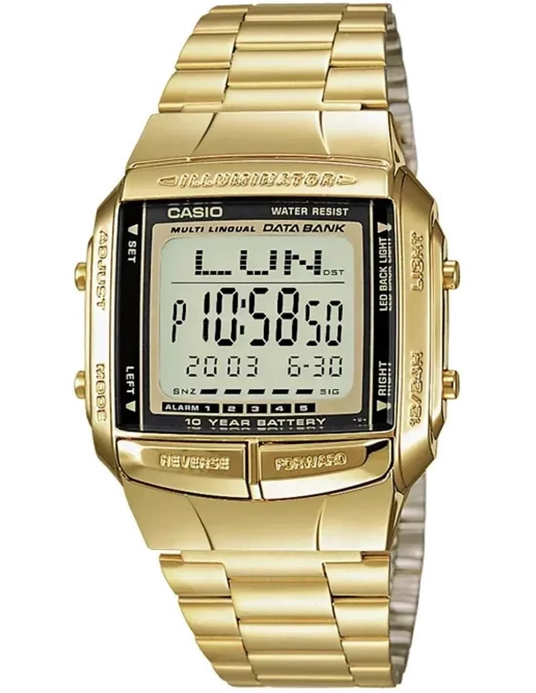 Montre Casio DB-360GN-9AEF Data Bank en Métal Doré Jaune