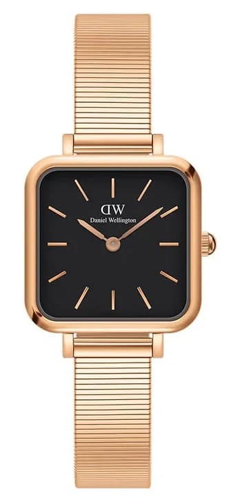 Montre Daniel Wellington DW00100518 Quadro Studio carrée or rose cadran noir