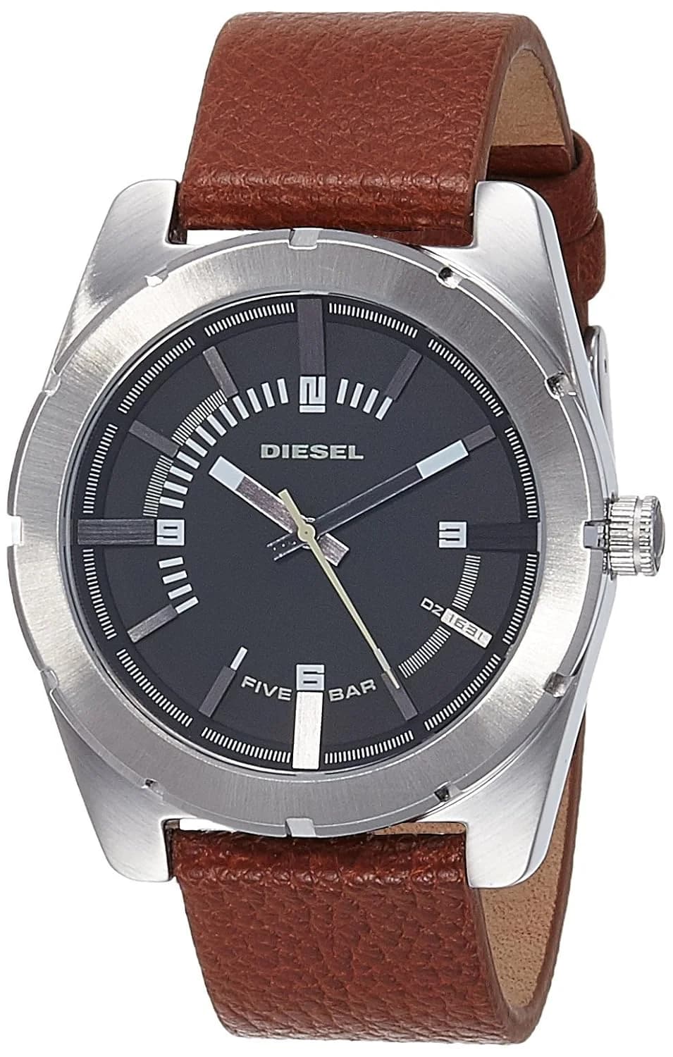 Montre Diesel DZ1631 bracelet en cuir brun et boîtier robuste