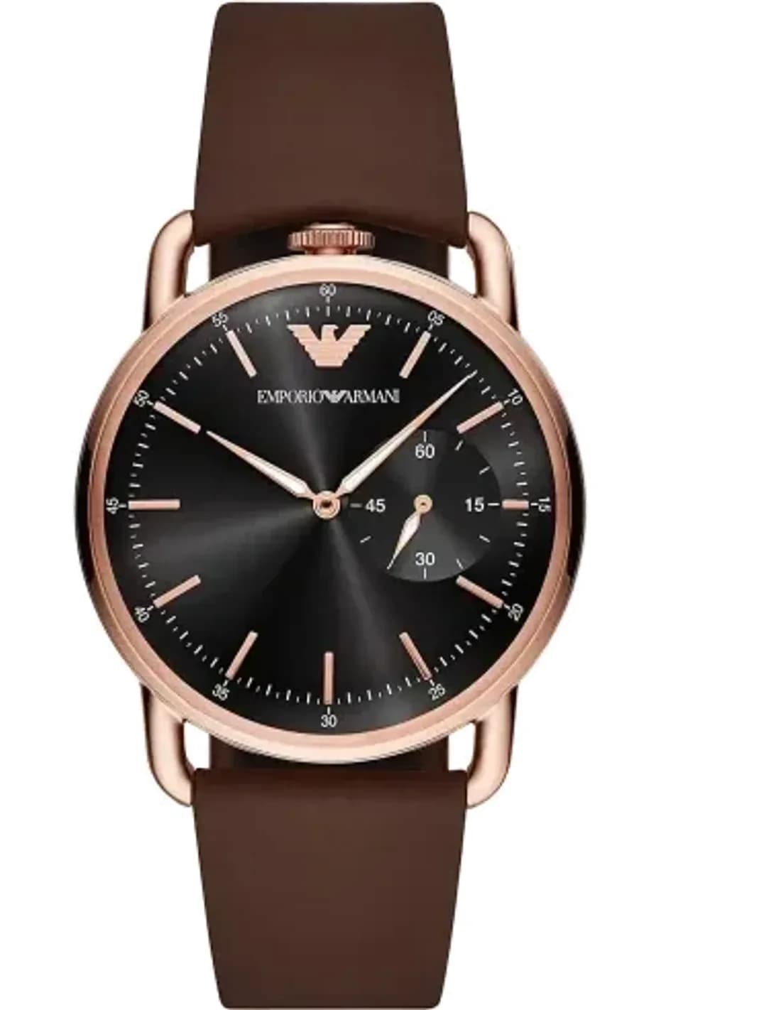 Montre Homme Emporio Armani Aviator AR11337 Cadran noir or rose bracelet marron