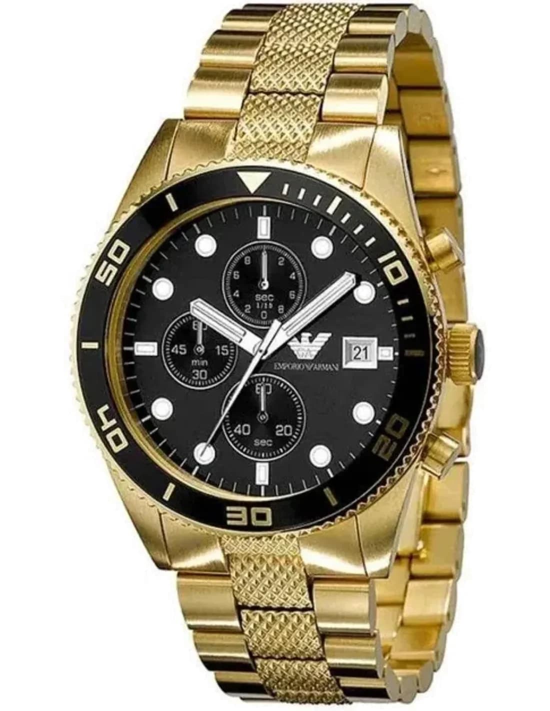 Montre Homme Emporio Armani AR5857 Chronographe Cadran Noir Acier/Or 43mm