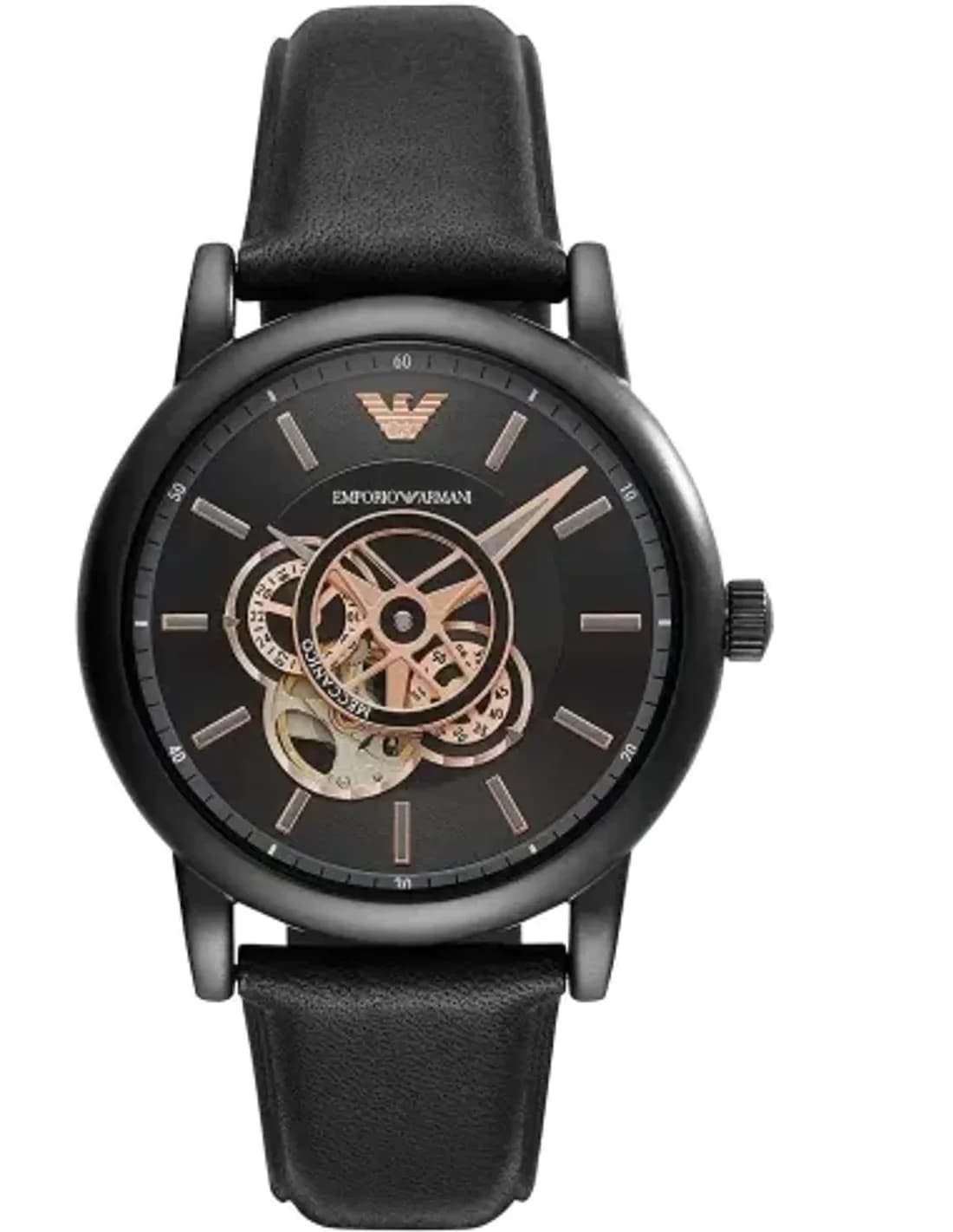 Montre Emporio Armani Meccanico AR60012 squelette bracelet cuir noir