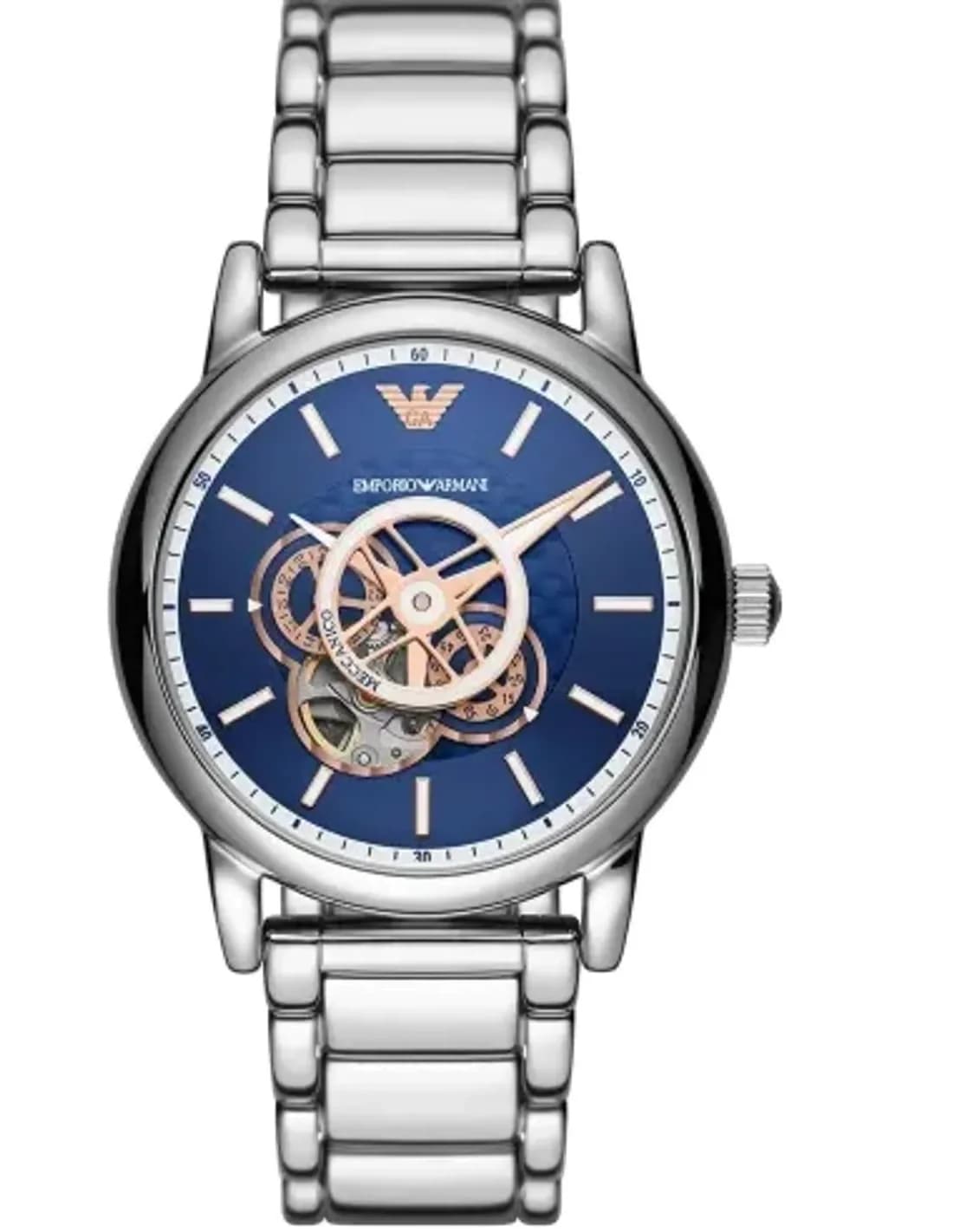 Montre Emporio Armani AR60036 Automatique Cadran Bleu et Bracelet Cuir