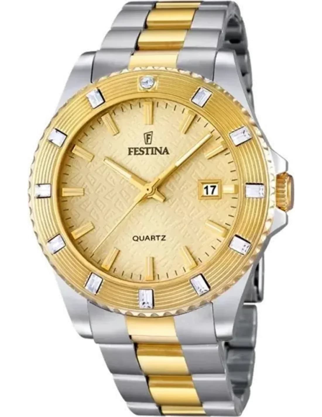 Montre Femme Festina F16688/2 Acier Bicolore et Pierres Zircon