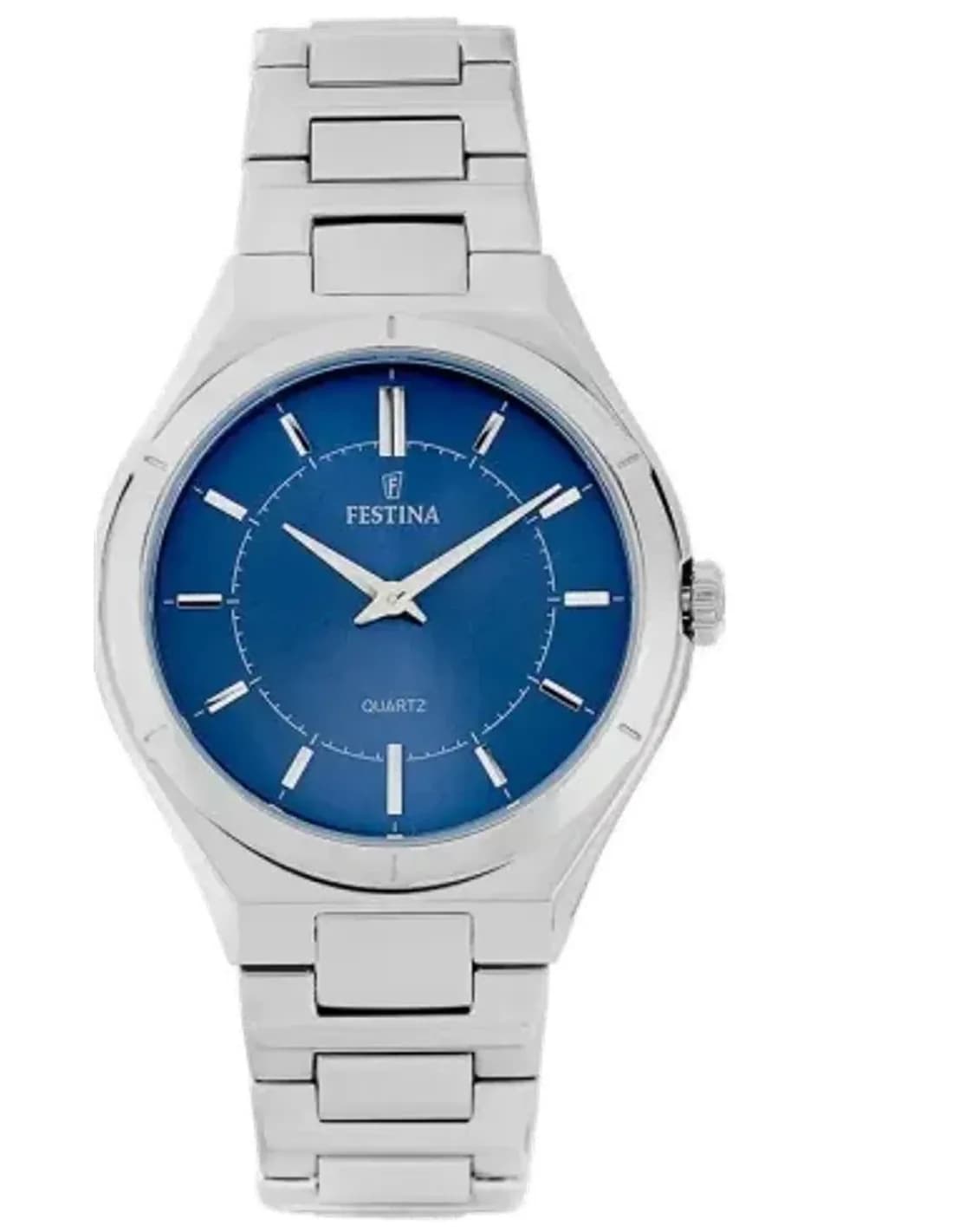 Montre Festina F20244/2 Cadran Bleu Soleillé et Bracelet Cuir Noir