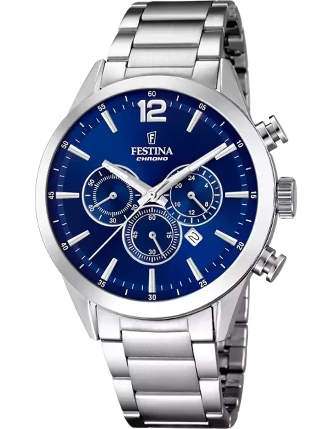 Montre Homme Festina F20343/7 Acier Argenté et Cadran Bleu Multifonctions