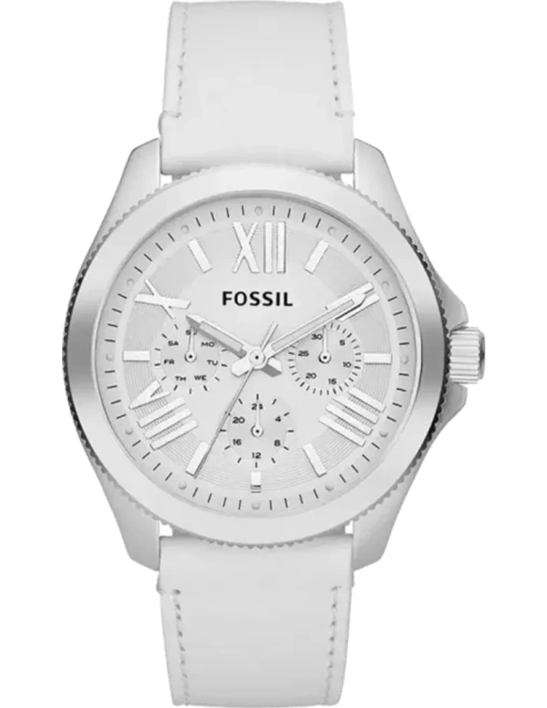 Montre Femme Fossil AM4484 Bracelet Cuir Blanc