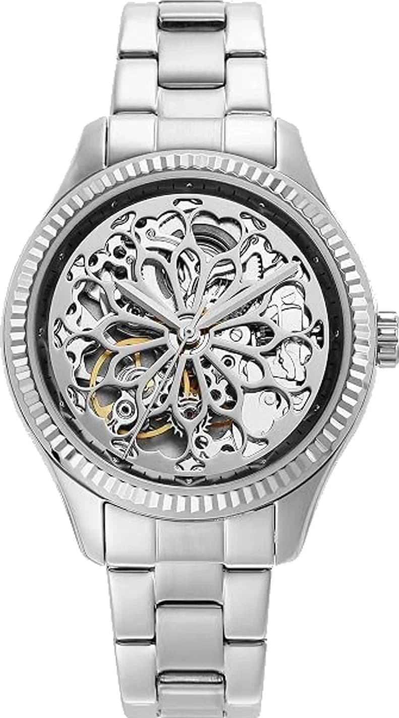 Montre Femme Fossil Rye Automatic BQ3753 cadran argenté bracelet acier