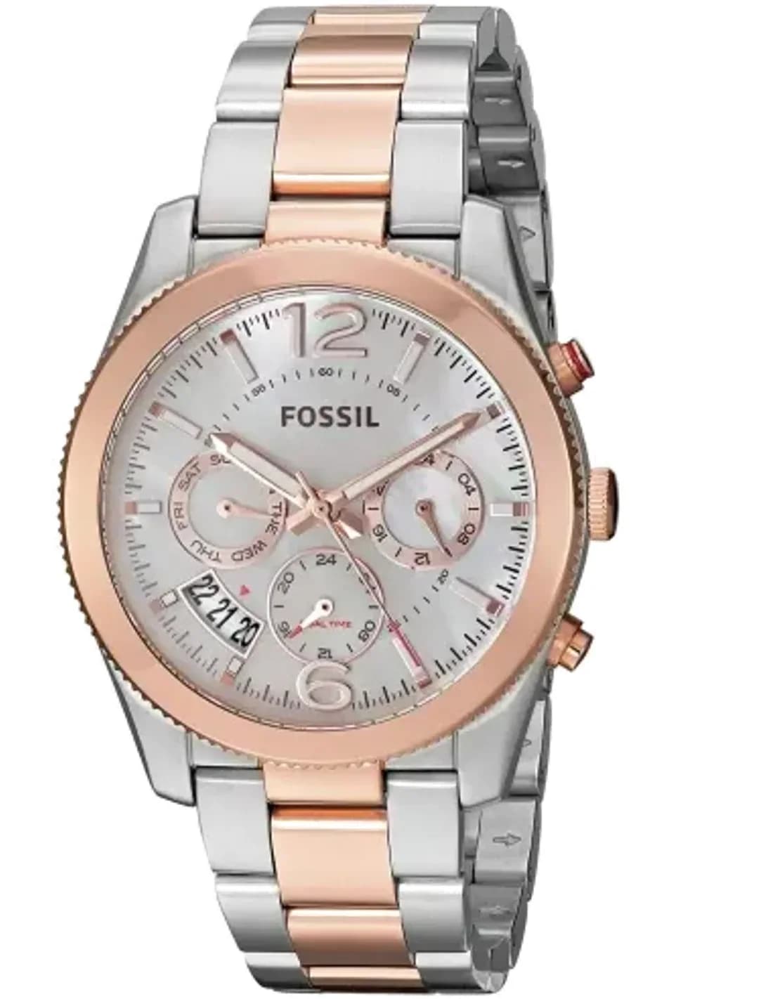 Montre Femme Fossil Perfect Boyfriend ES4135 bracelet bicolore