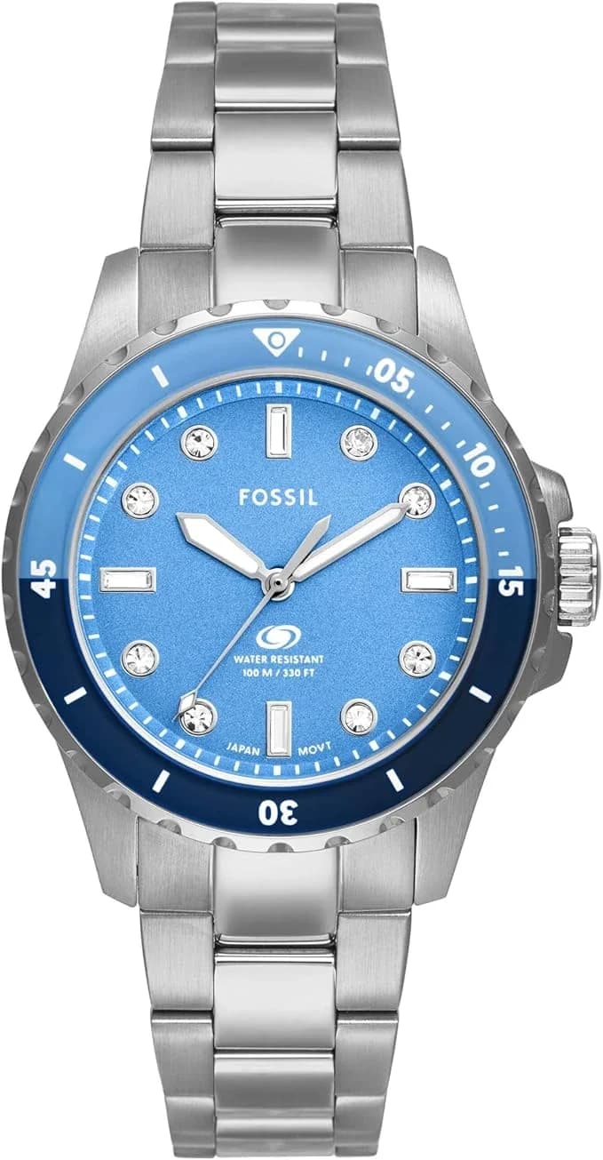 Montre Femme Fossil Blue Dive ES5353 cadran bleu bracelet acier