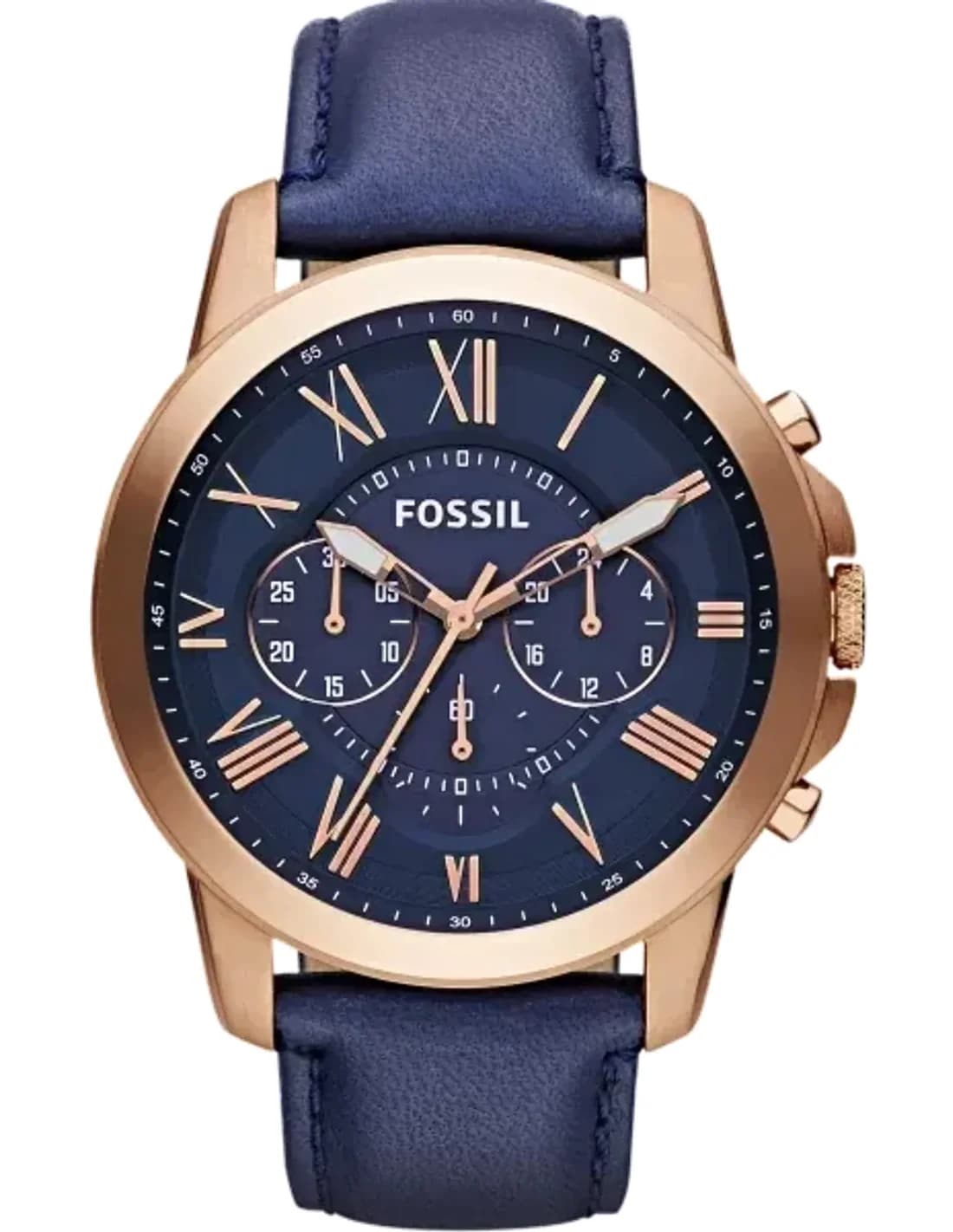 Montre Homme Fossil Grant FS4835 bracelet cuir bleu