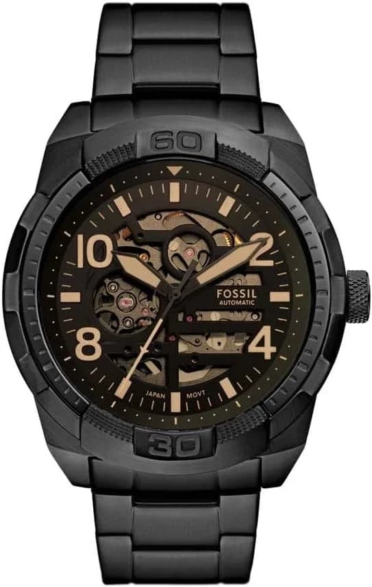 Montre Homme Fossil Bronson Automatic ME3256 cadran noir bracelet acier