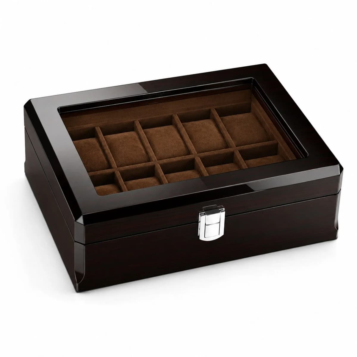 Boîte à montres Milan espresso à 8 compartiments en bois massif