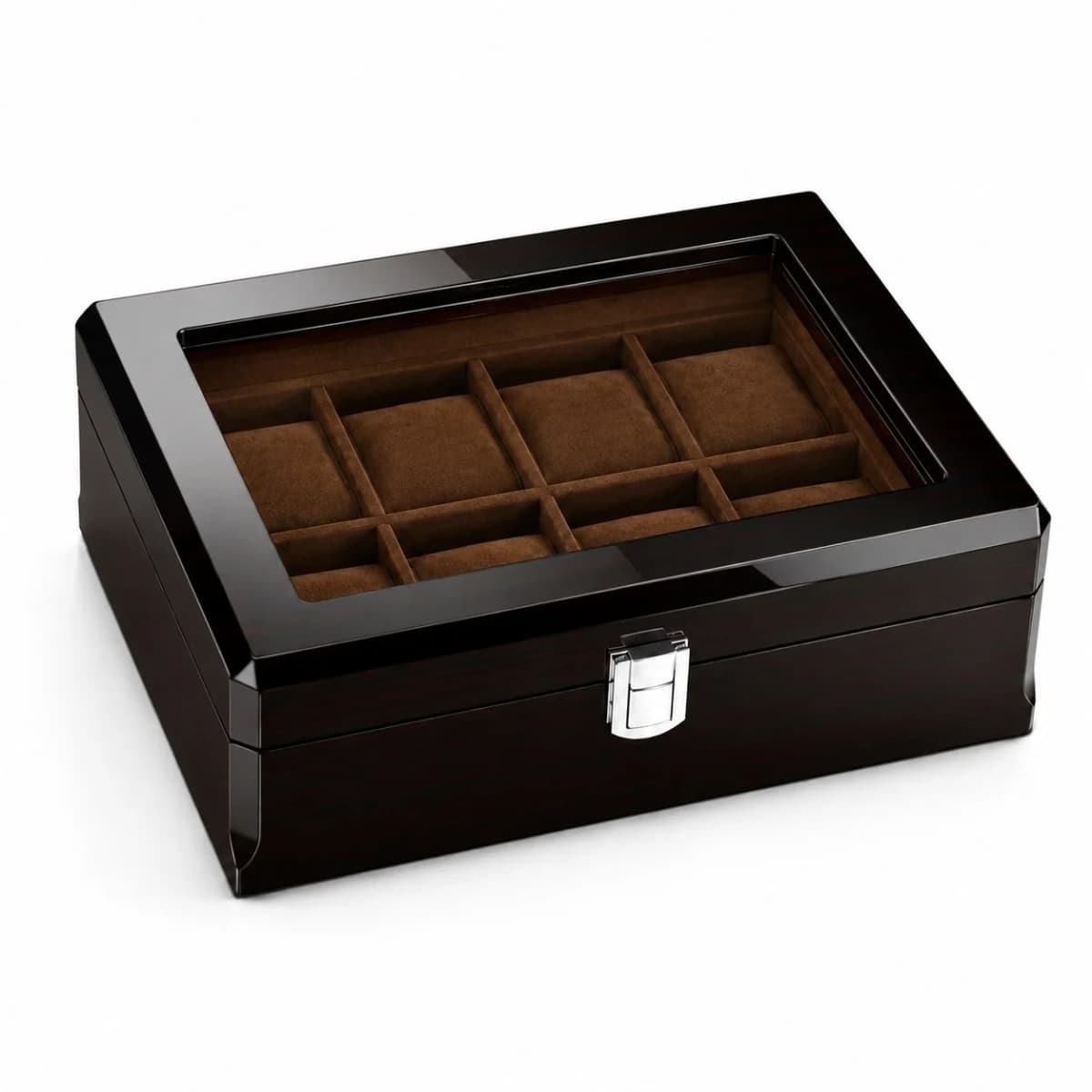 Boîte à montres Milan espresso à 8 compartiments en bois massif