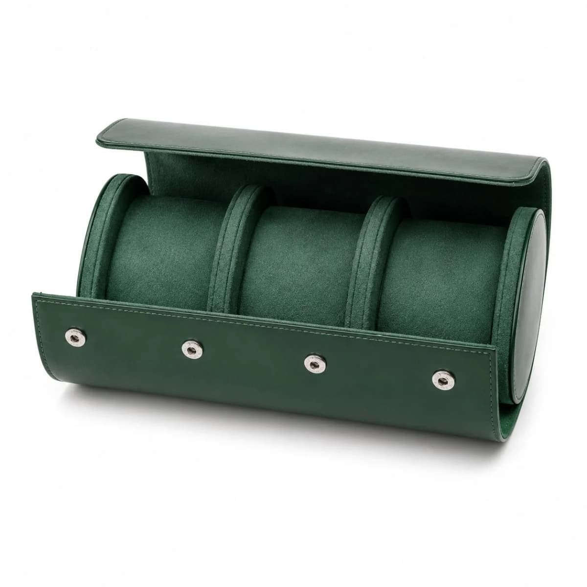 Pochette voyage Trieste verte pour 3 montres, fermeture rabat
