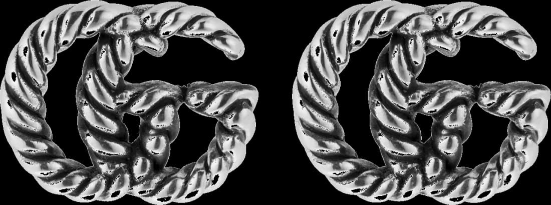 Boucles d'oreille Gucci à tige avec logo GG Marmont en argent 925 vielli