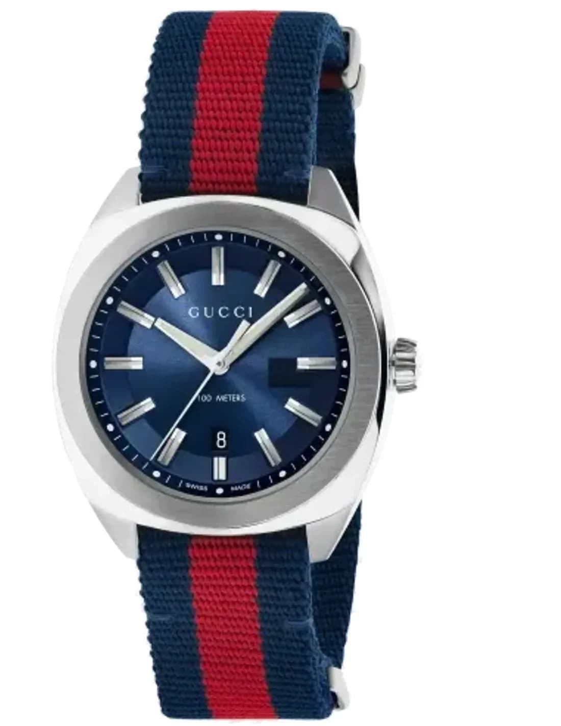 Montre Homme Gucci YA142304 Bracelet nylon bleu et rouge