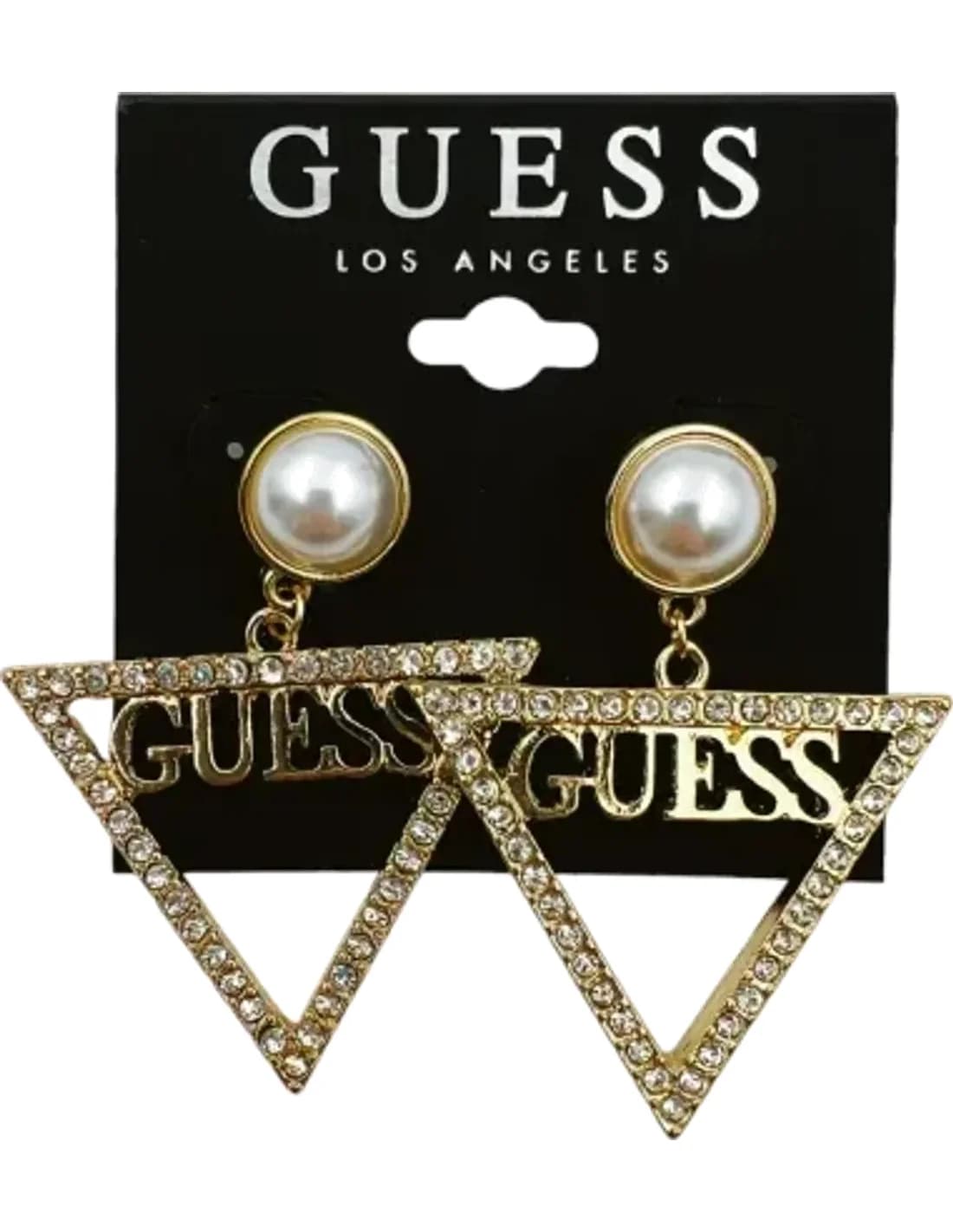 Boucles d'oreilles Guess triangle plaqué or avec zirconium - Réf. 109790