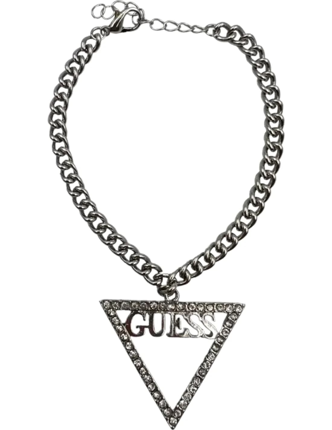 Bracelet triangle Guess ajustable en métal argenté serti de cristaux