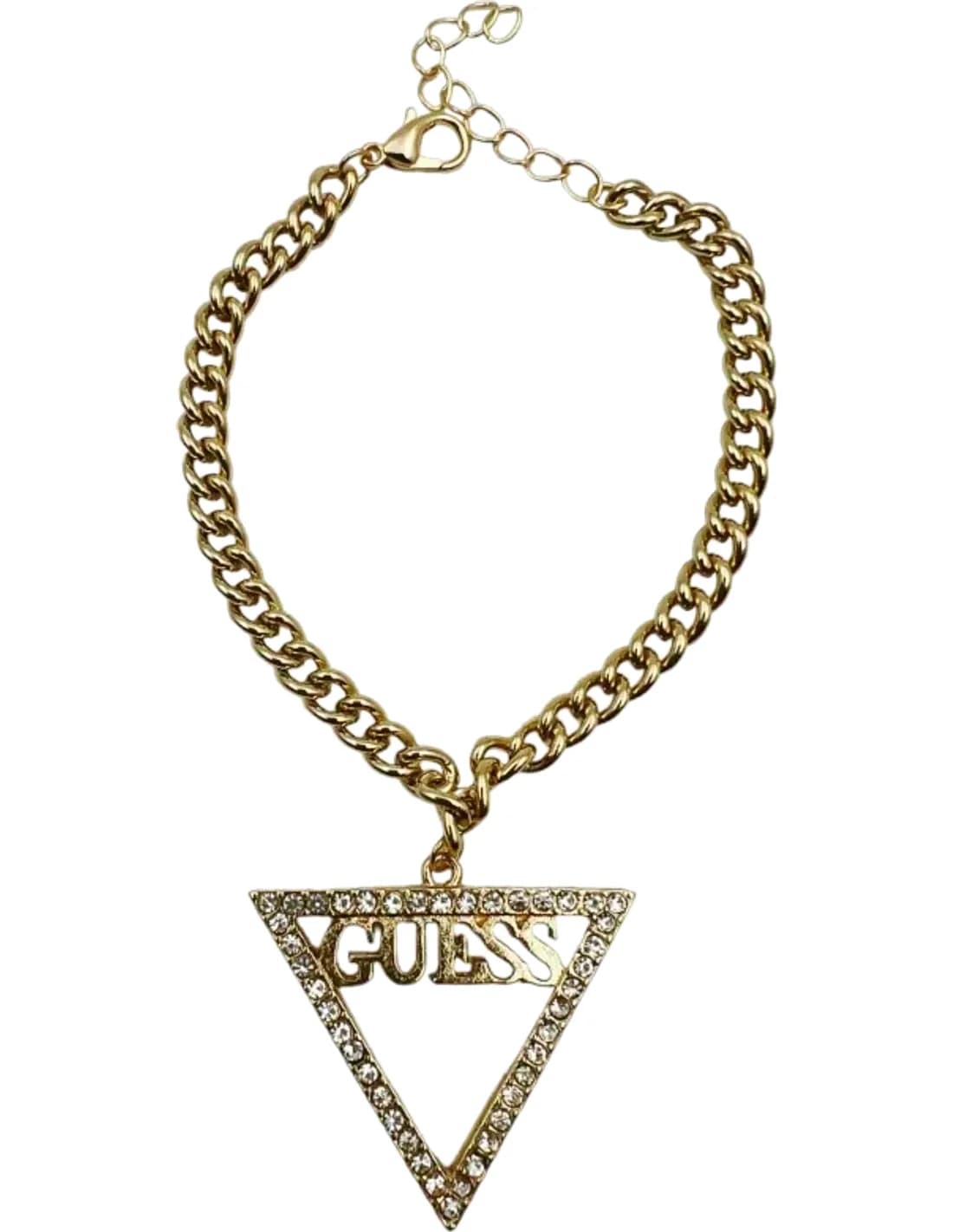 Bracelet triangle Guess ajustable en métal plaqué doré serti de cristaux