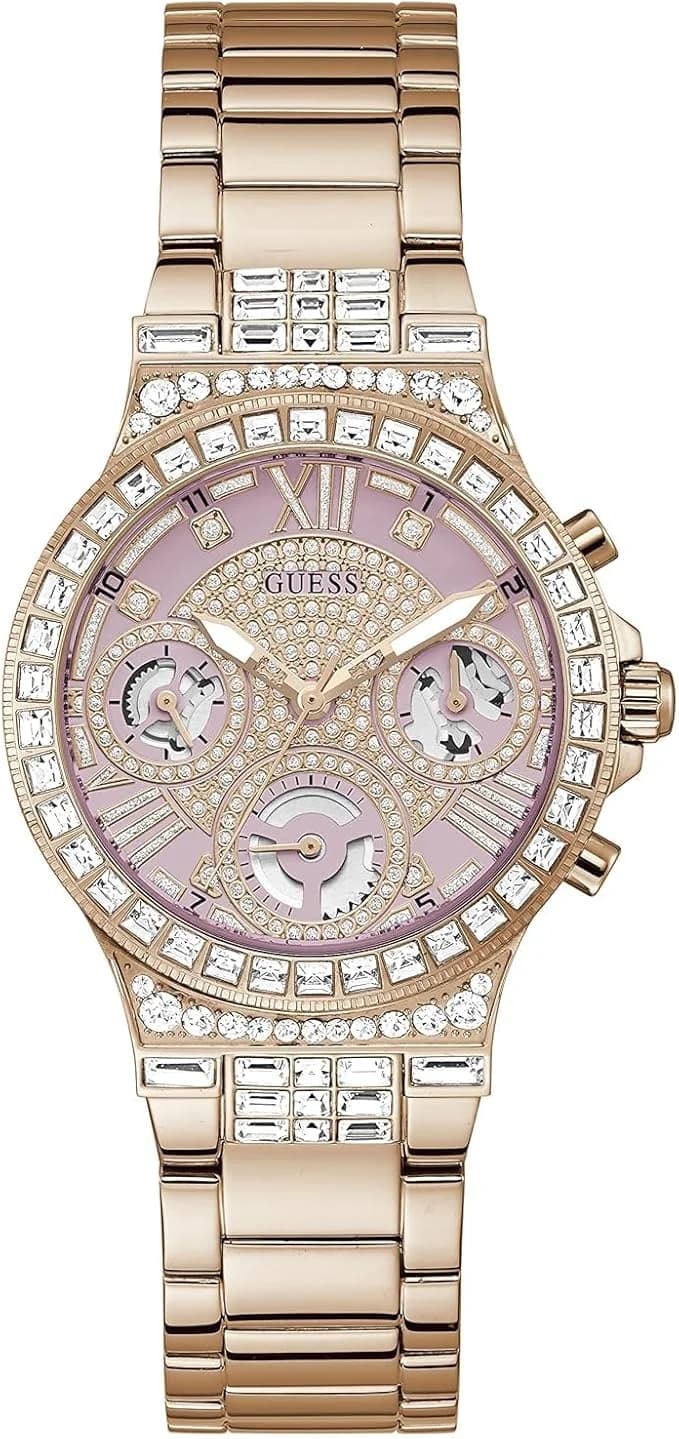 Montre Femme Guess GW0320L6 bracelet acier or rose boitier orné de cristaux
