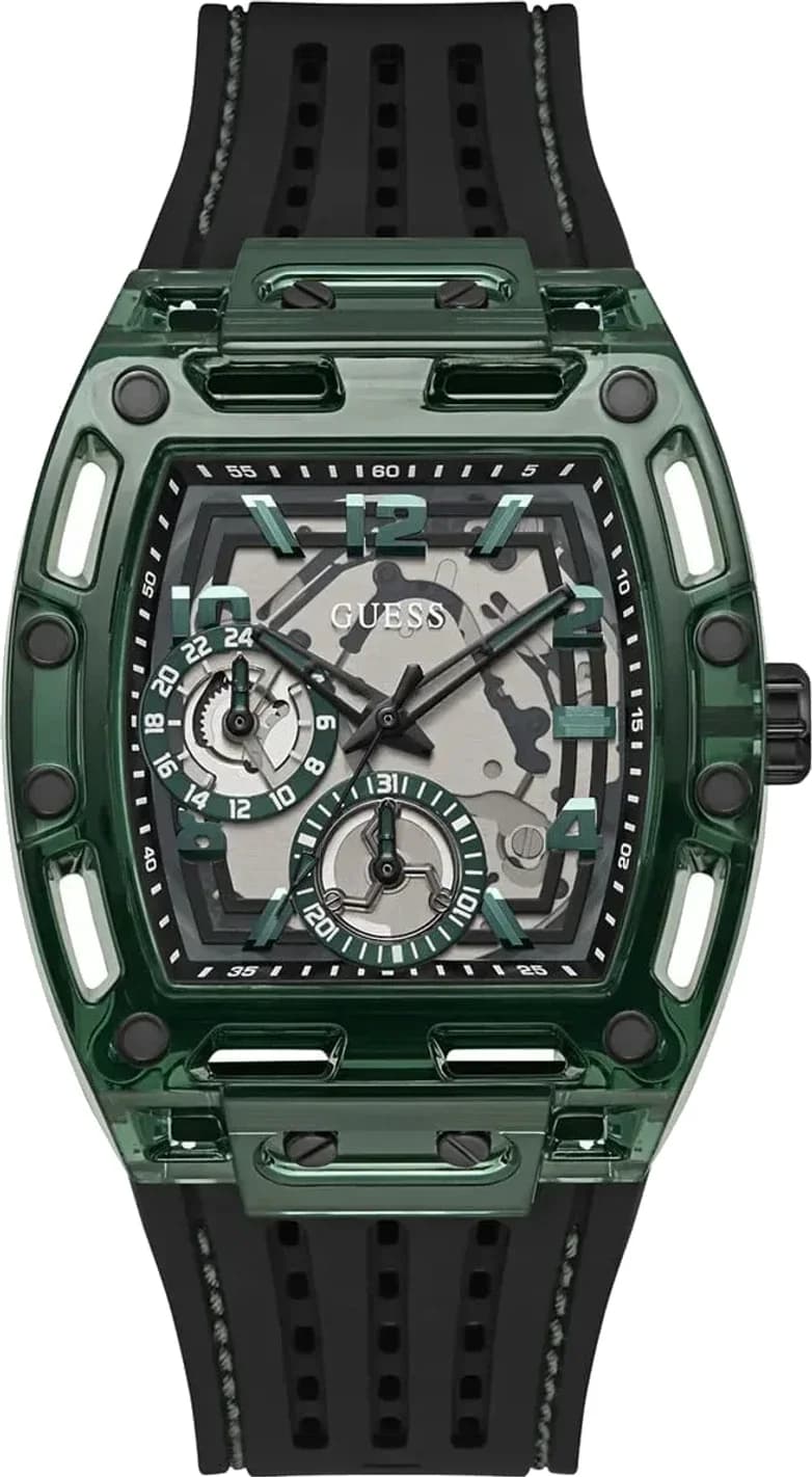 Montre Homme Guess Phoenix GW0499G7 cadran noir bracelet silicone noir