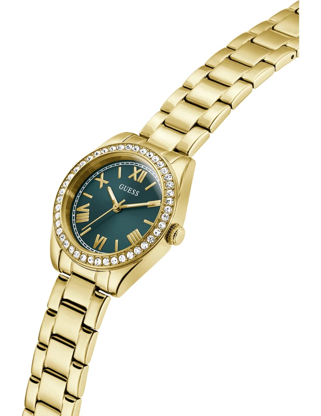 Montre Femme Guess Mini Luna GW0841L9 cadran vert bracelet acier vue 2