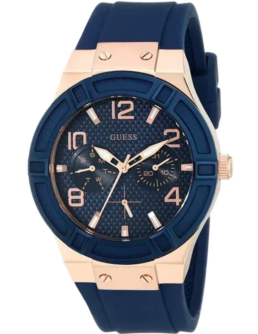 Montre Femme Guess Jet Setter W0571L1 Silicone Bleu et Acier Rose Gold