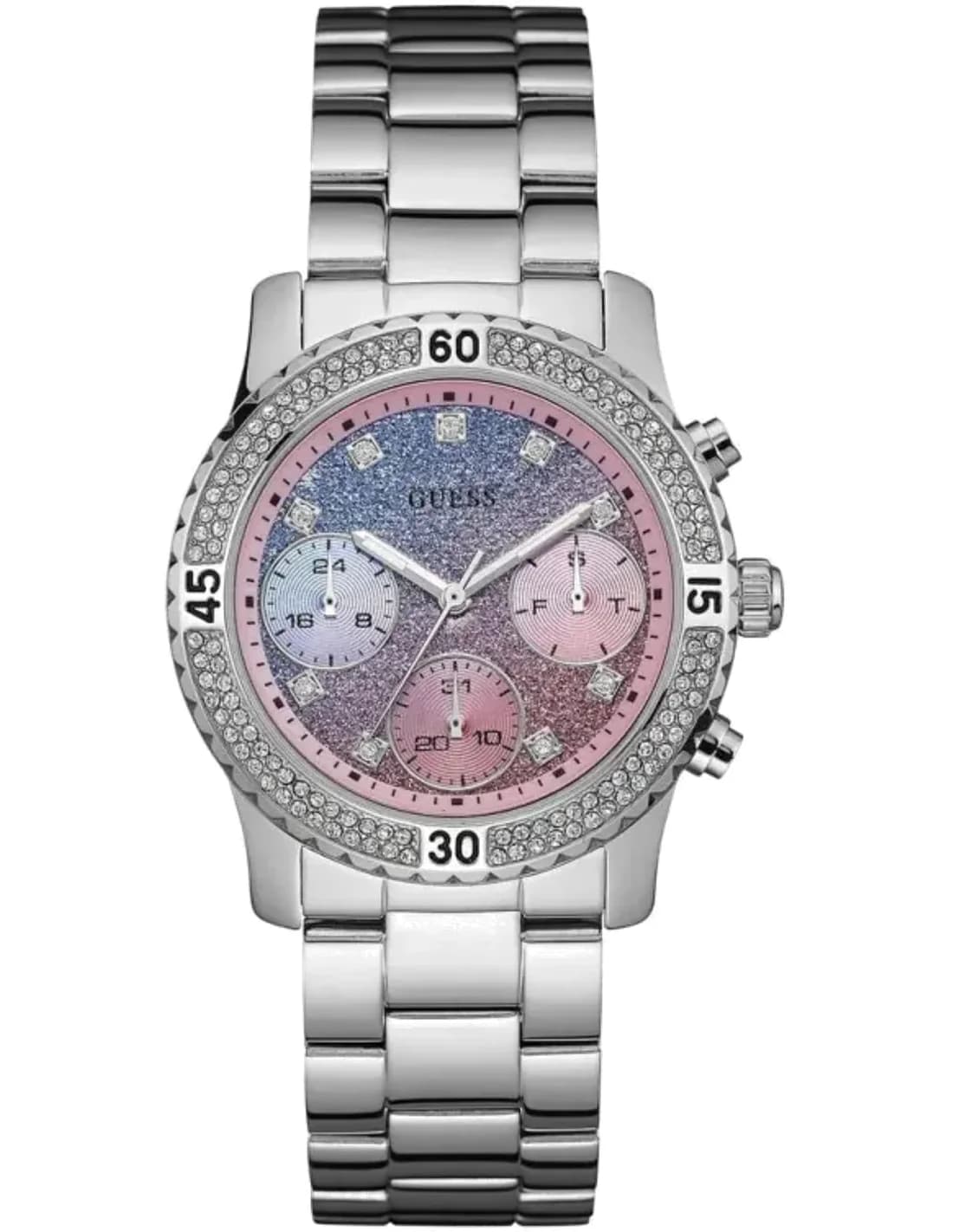 Montre Femme Guess W0774L1 Acier Argent Cadran Bicolore Bleu et Rose