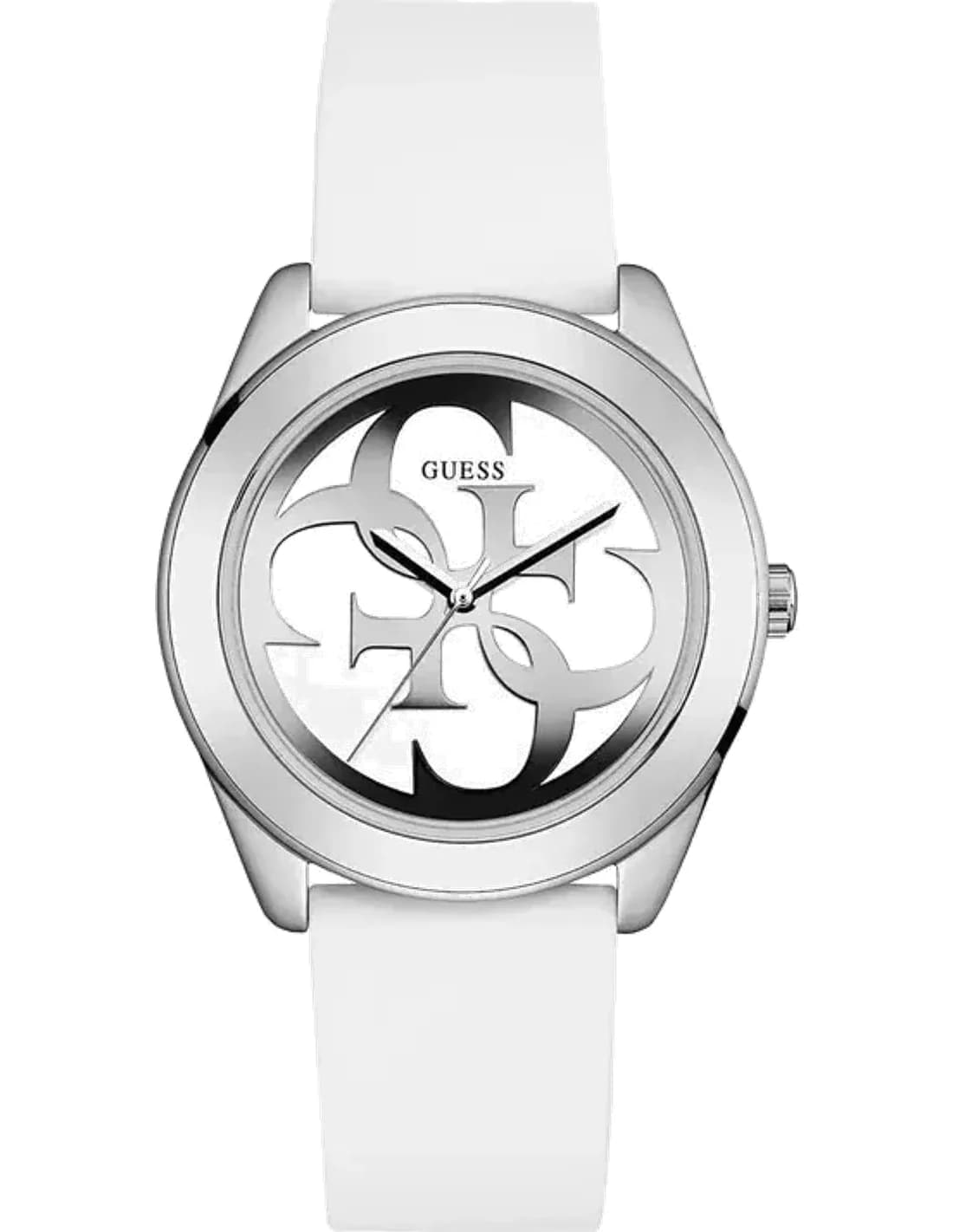 Montre Femme Guess G-Twist W0911L1 bracelet silicone blanc cadran argenté