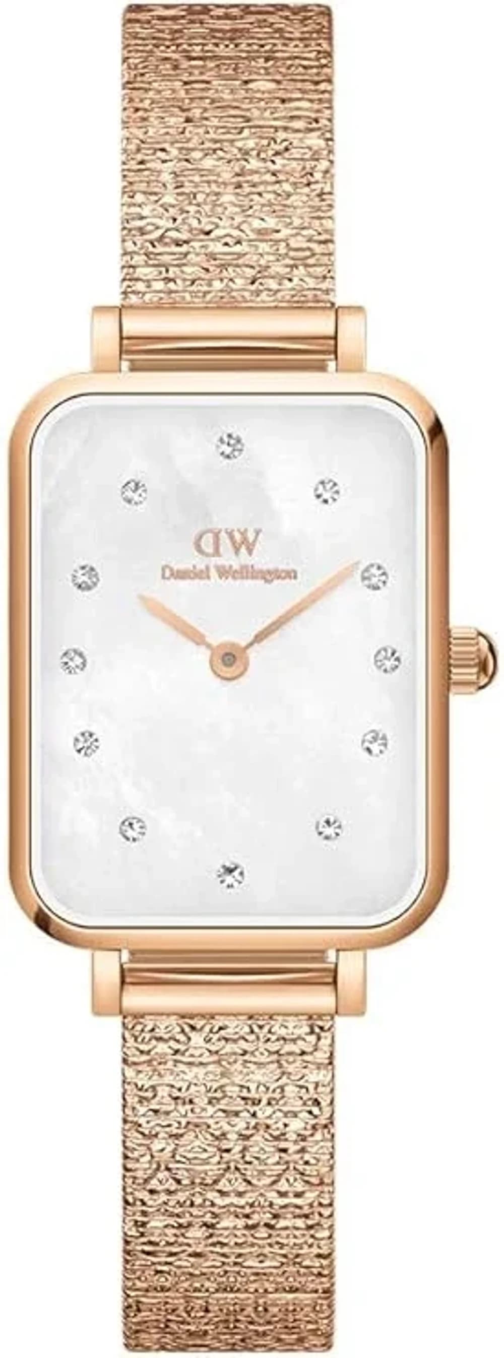 Montre Femme Daniel Wellington Quadro Lumine DW00100578 cadran blanc bracelet acier