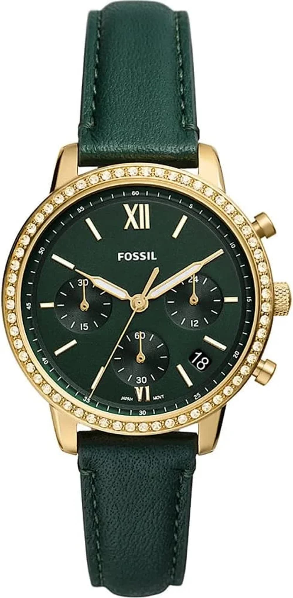 Montre Femme Fossil Neutra ES5239 cadran vert bracelet cuir