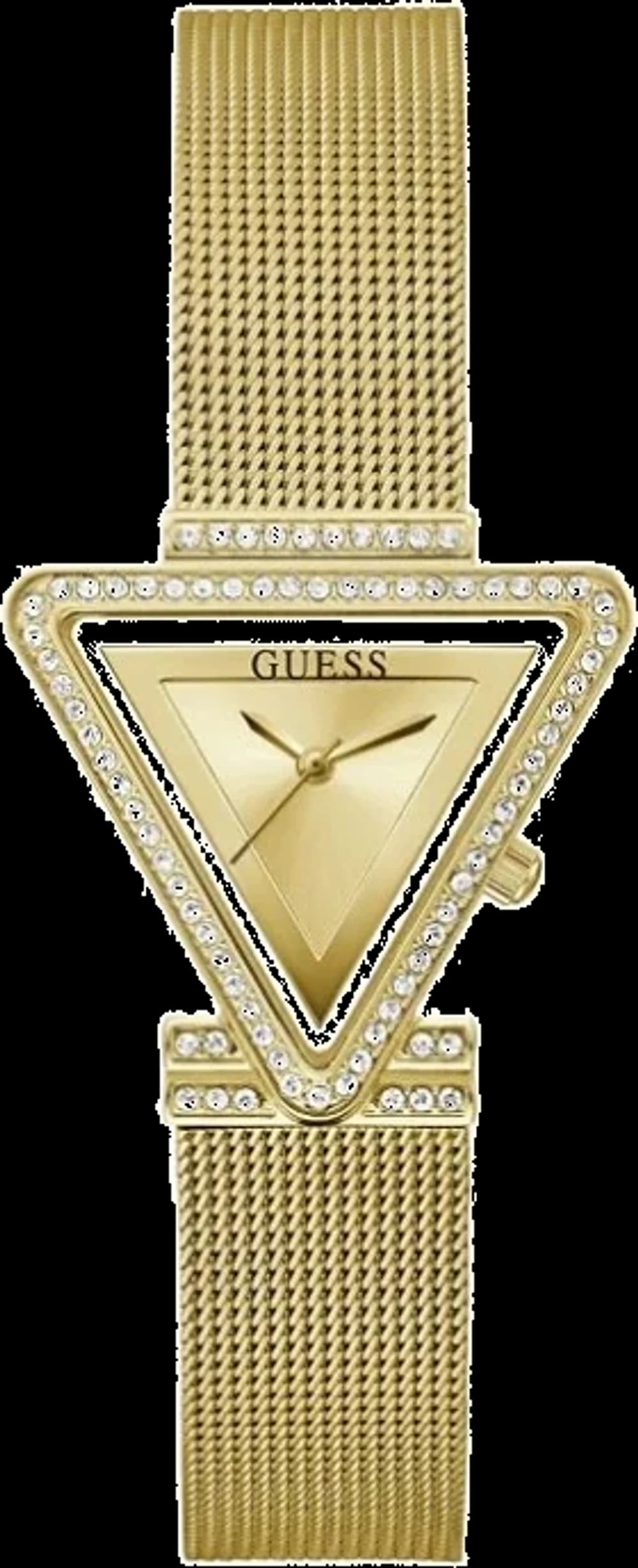 Garde-temps Guess GW0508L2 pour femme, boîtier triangle doré orné de strass
