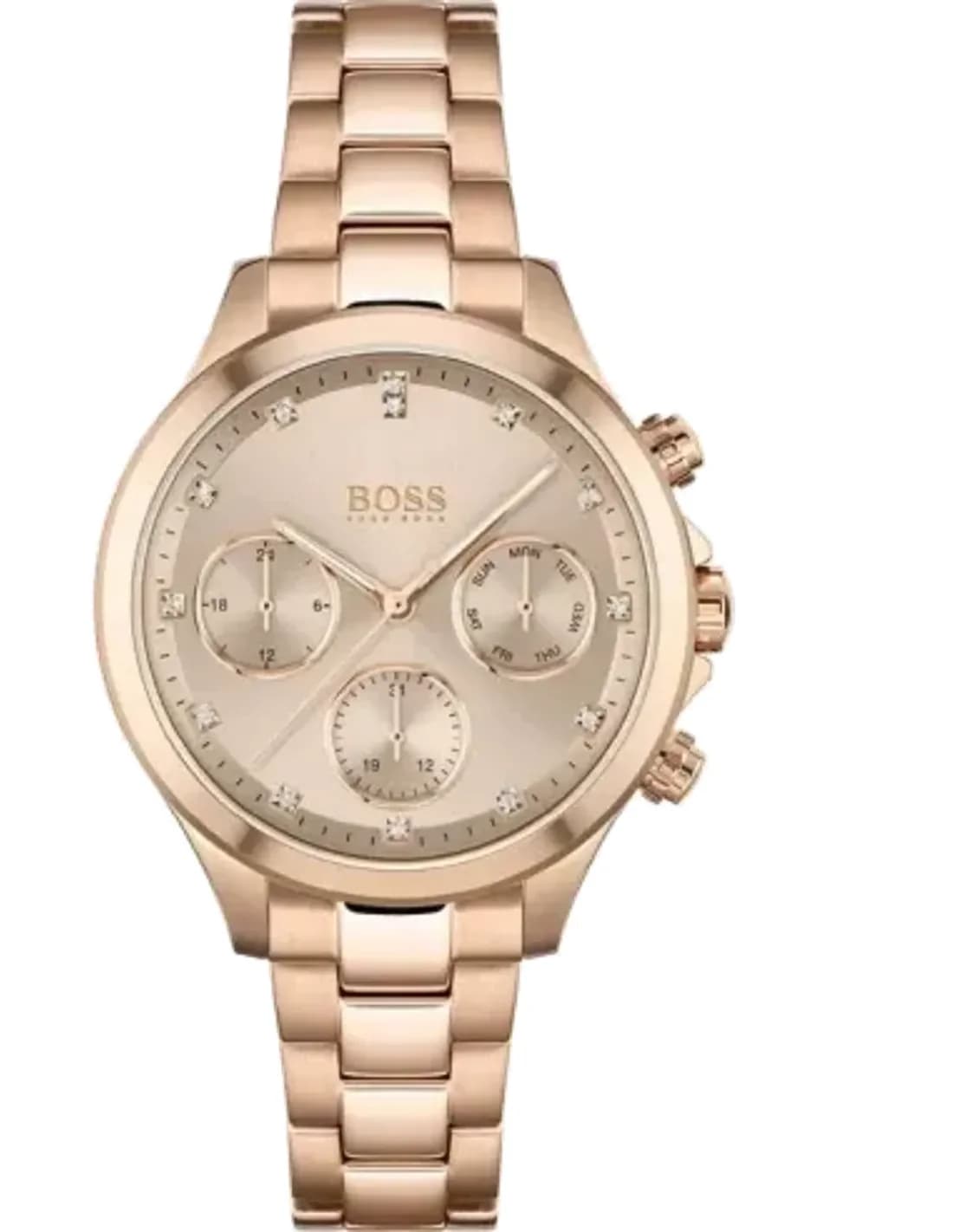 Montre Hugo Boss 1502592 en acier or rose et cristaux Swarovski