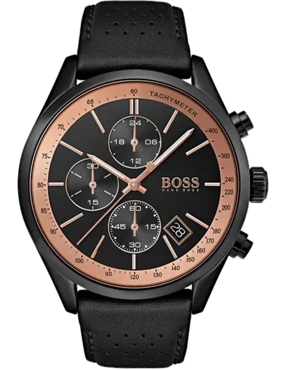 Montre Hugo Boss 1513550 Chronographe Bracelet Perforé Noir