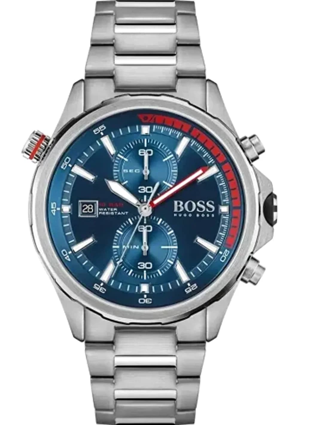 Montre Homme Hugo Boss Globetrotter 1513823 chronographe bleu bracelet acier