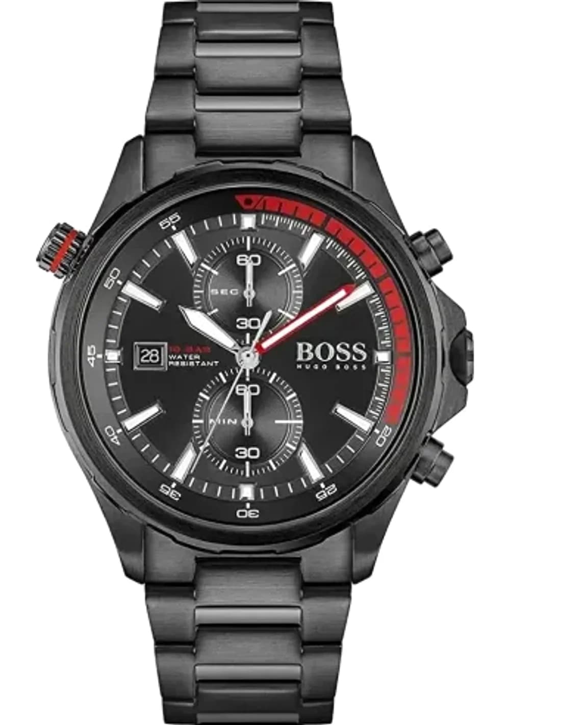 Montre Homme Hugo Boss Globetrotter 1513825 chronographe noir bracelet acier