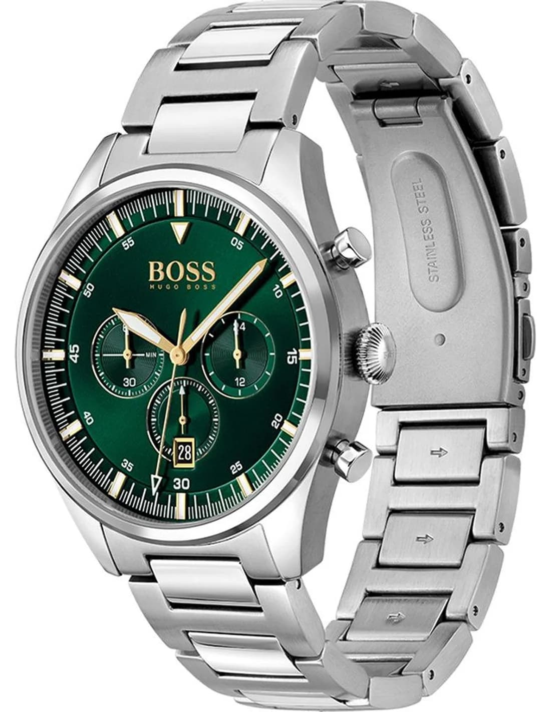 Montre Hugo Boss Pioneer 1513868 homme argentée, acier inoxydable 44mm, quartz 5 ATM vue 2