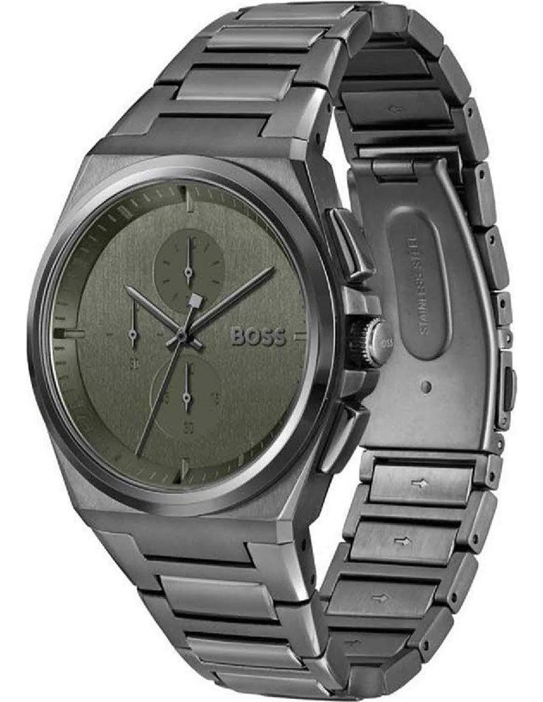 Montre Hugo Boss Steer 1514045 homme grise, acier inoxydable 45.8mm, quartz 5 ATM vue 2