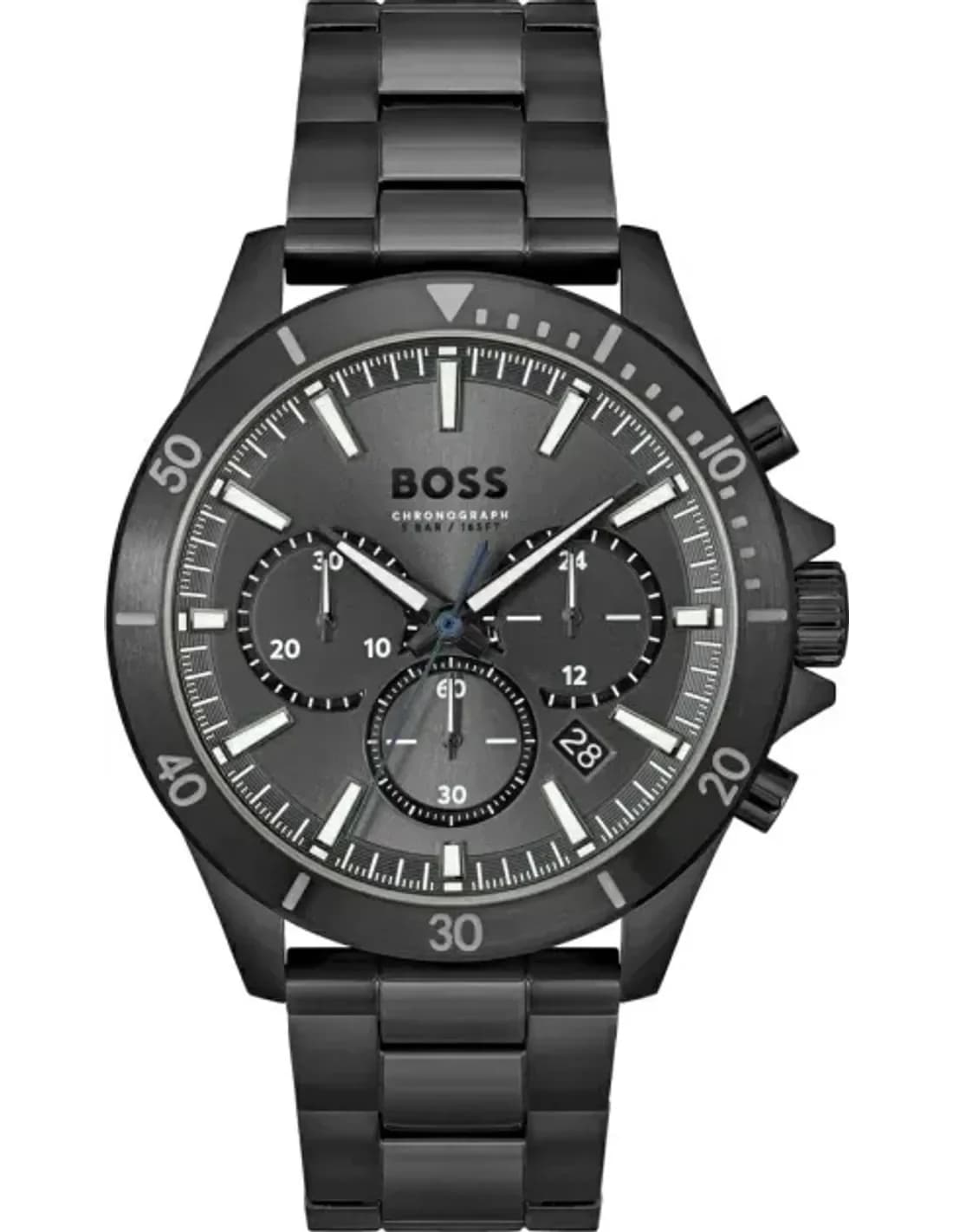 Montre Homme Hugo Boss Troper 1514058 bracelet acier noir cadran multifonctions