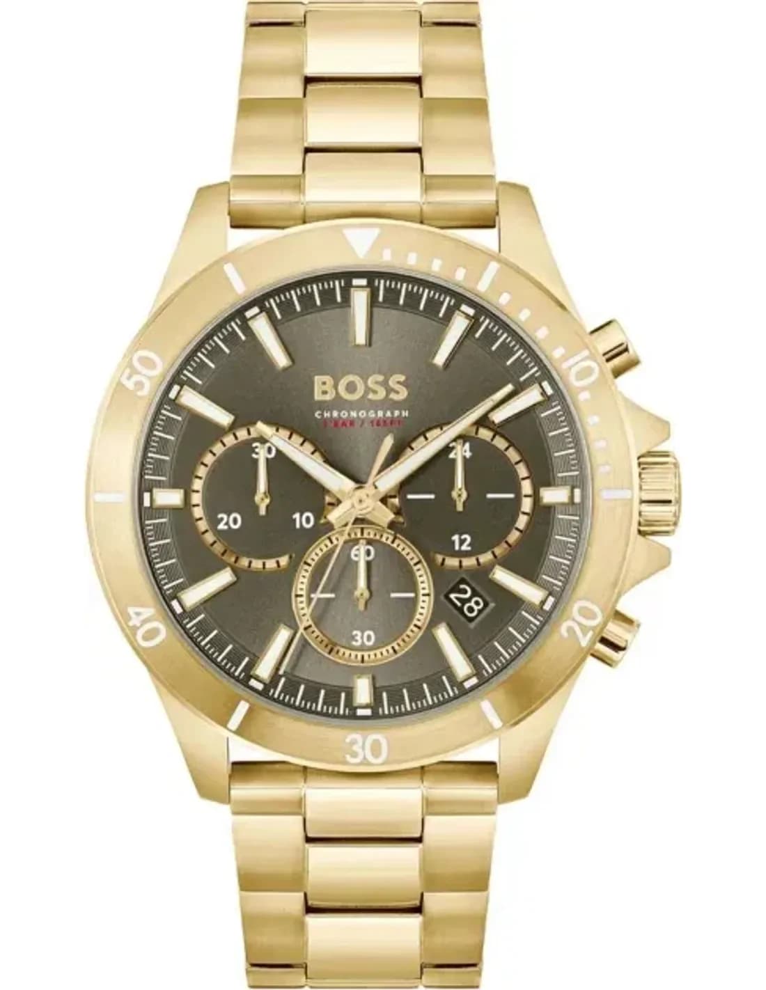 Montre Homme Hugo Boss Troper 1514059 bracelet acier doré cadran multifonctions