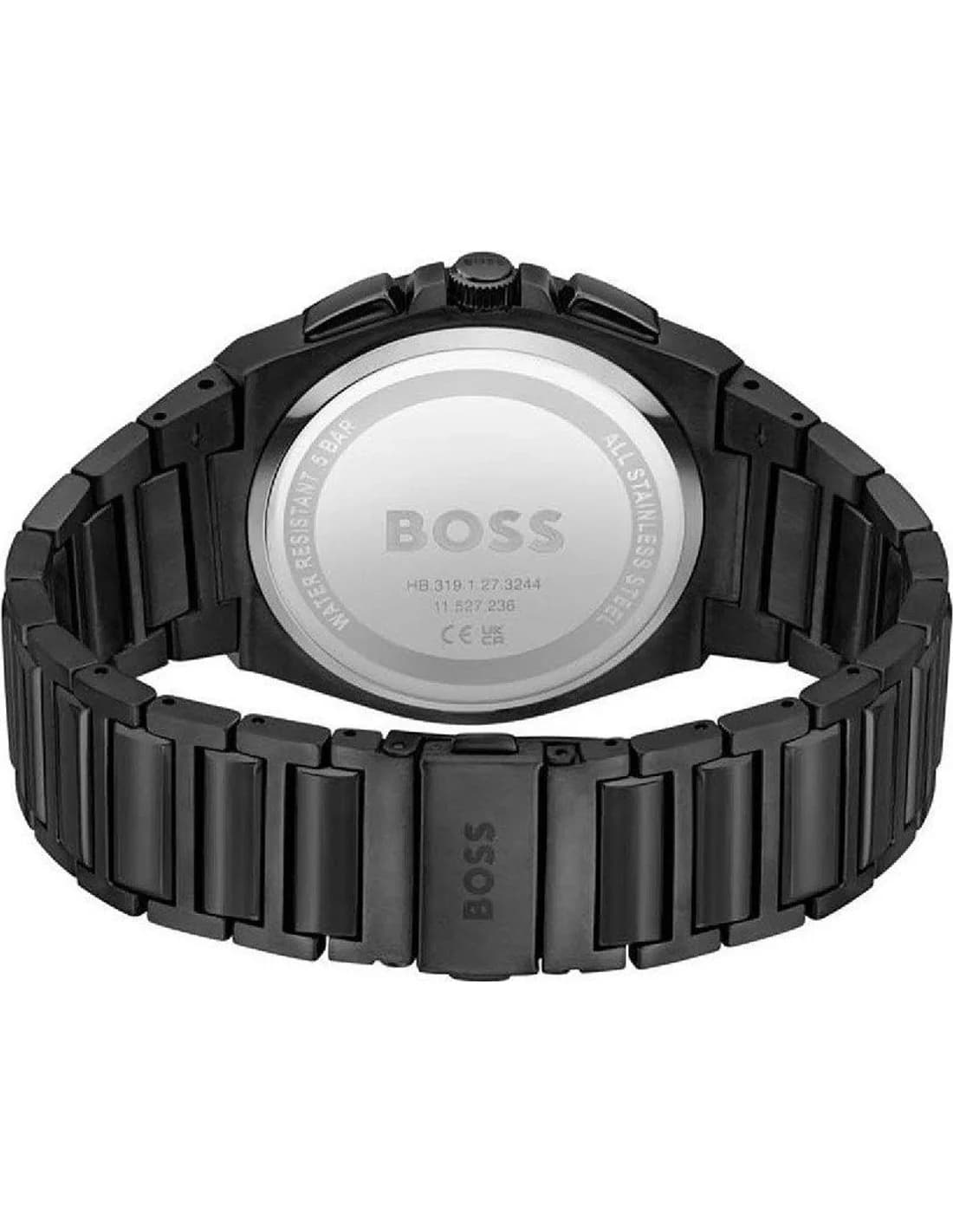 Montre Hugo Boss Steer 1514068 homme noire, acier inoxydable pvd noir 45.8mm, quartz 5 ATM vue 3
