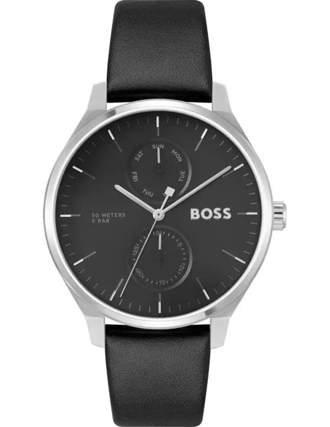 Montre Hugo Boss Tyler 1514102 Bracelet Cuir Noir Cadran Multifonctions