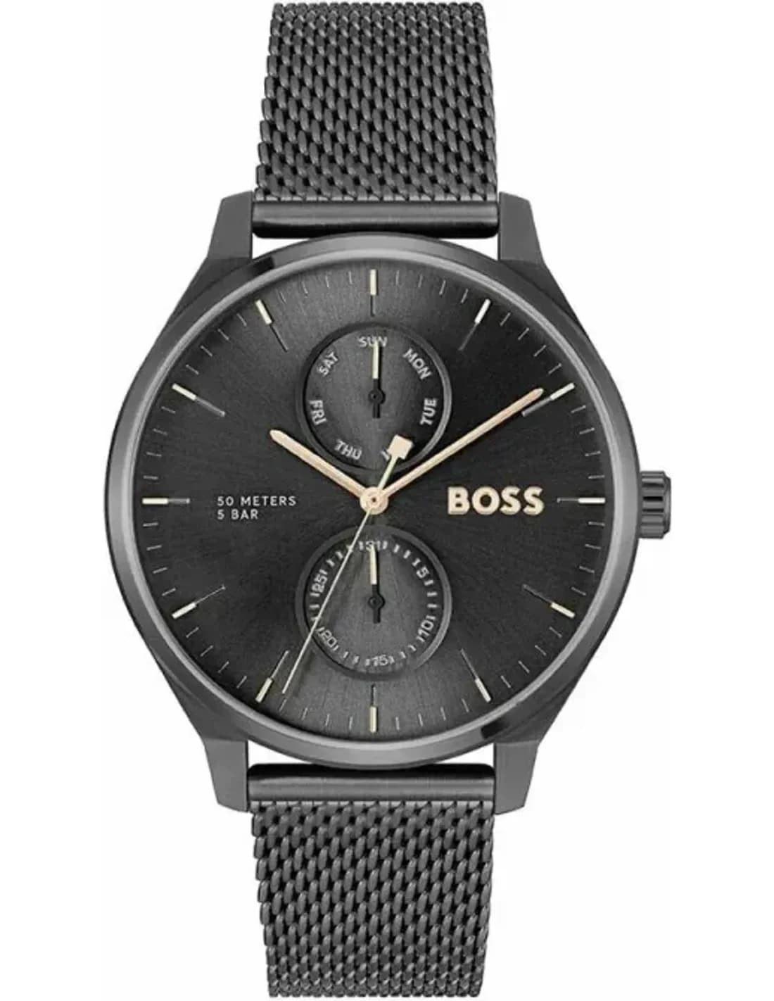 Montre Hugo Boss 1514105 en Acier Noir et Maille Milanaise